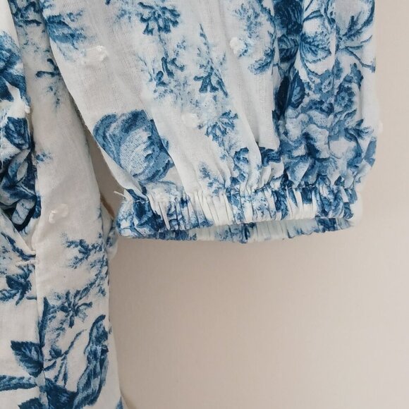 Gap x Love Shack Fancy Floral Mini Dress Blue White Size XS - Picture 4 of 9